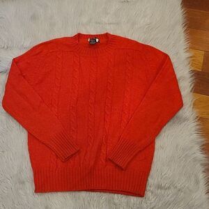 Shetland 100% wool womens red crew neck sweater size large‎